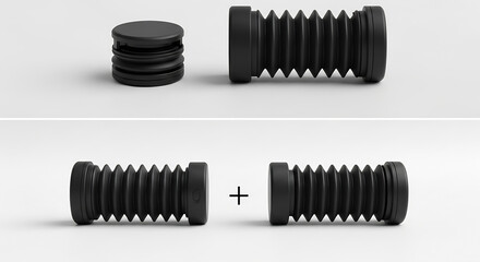 Modular Black Bellows Style Fidget Toy with Magnetic Connection