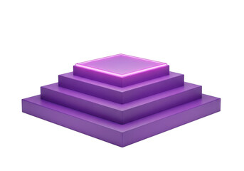 Fototapeta premium Purple 3d pyramid structure with glowing top isolated on transparent background