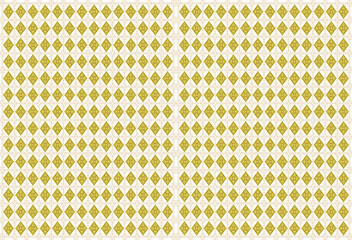 Abstract geometric seamless pattern with repeating cross and floral motifs in gold and yellow tones. Elegant vintage seamless pattern with repeating golden diamond shapes on cream background. © phengsstst