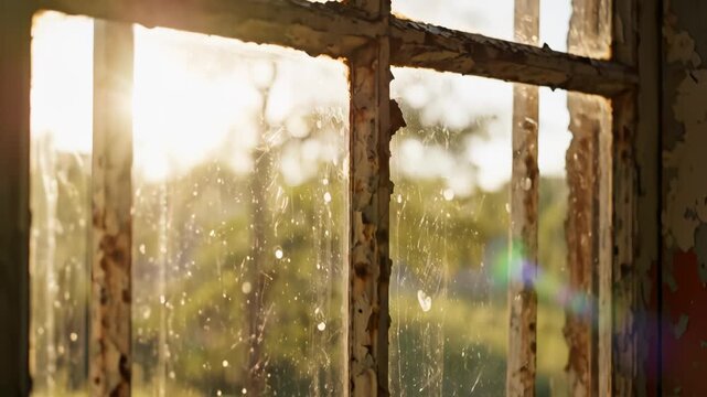 Sunlight through old window bars