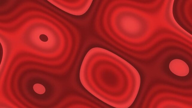 Abstract red pattern with concentric shapes resembling geological layers or ripples