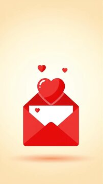 Minimalist valentine envelope with heart and love letter indoors