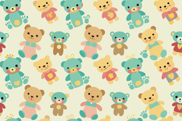 Obraz premium Cute teddy bear seamless pattern for kids nursery wallpaper and baby textile design.