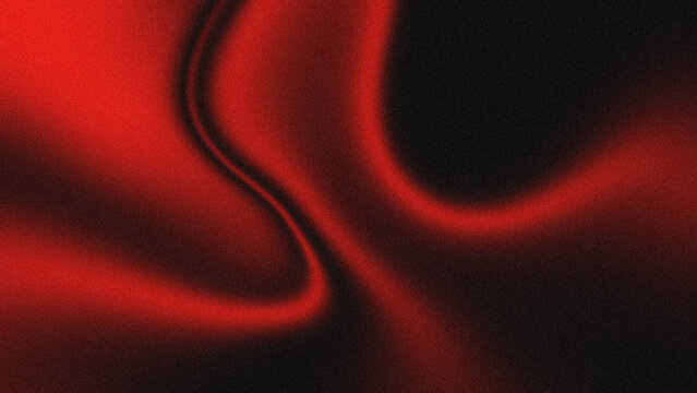 Abstract background with red and black color gradients with soft curves resembling folds of luxury fabric such as velvet or silk and has a rough grained texture.