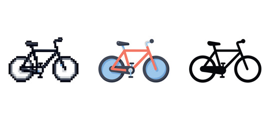 Fototapeta premium Pixelated, minimalist, and modern bicycles on white background