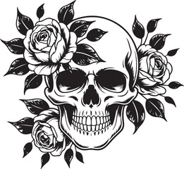 Floral Skull Tattoo Design Set