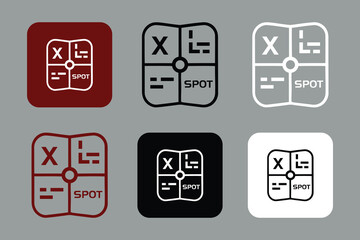 Spot game icons set red black white minimalist design