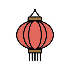 Red paper lantern glowing traditional festival decoration isolated