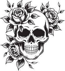 Floral Skull Tattoo Design Set