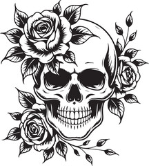 Floral Skull Tattoo Design Set