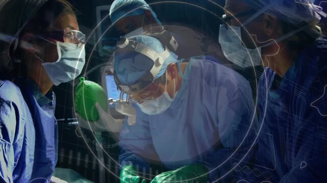 Animation of data processing over diverse surgeons during surgery