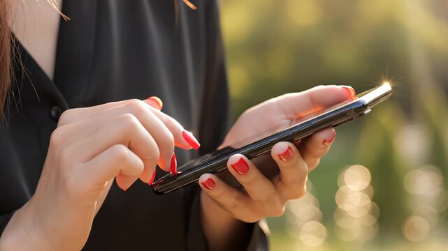 Person using smartphone outdoors