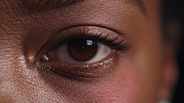 Closeup of human eye with makeup