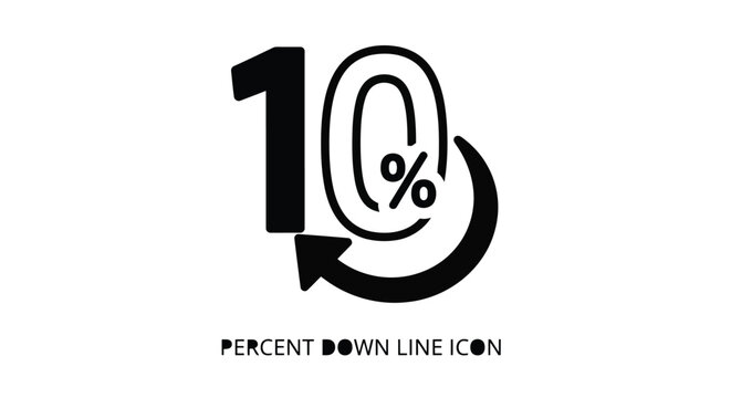 10 percent discount icon with curved arrow