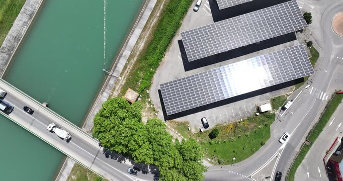 Solar panel car park producing renewable energy