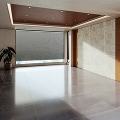 Naklejka premium Large luxury modern bright interiors Living room mockup illustration 3D rendering