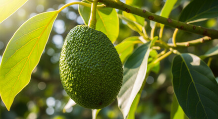 green avocado on tree