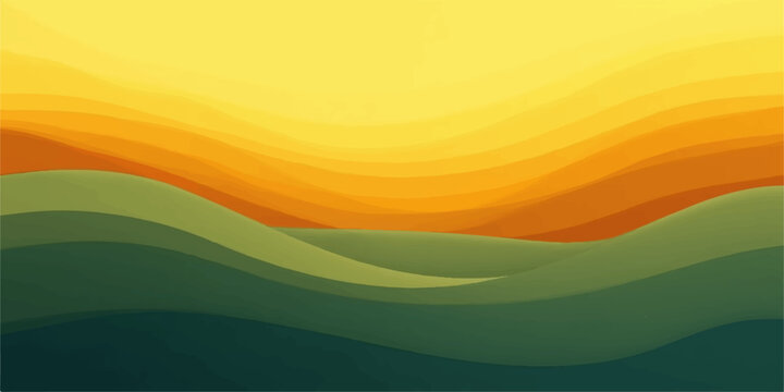 Abstract colorful rainbow background illustration featuring a summer meadow landscape with green grass and a sunny blue sky at sunset