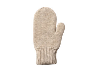 Beige knitted mittens glove isolated on transparent background