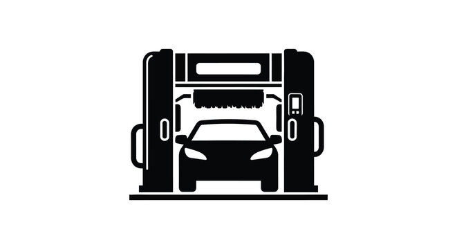 A modern gas station with a vehicle filling up depicted as a striking black silhouette high quality professional