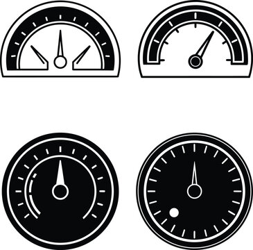 Speedometer and Gauge Meter Vector Illustration Set.
