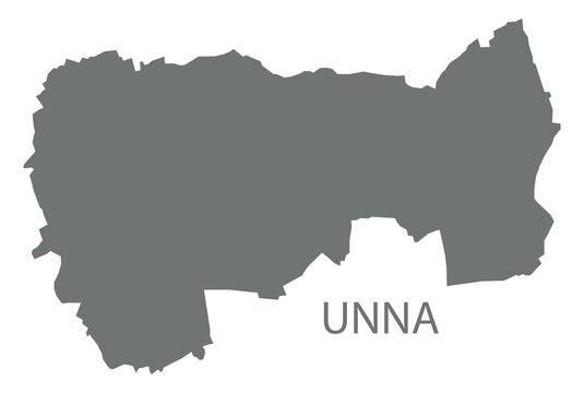 Unna city map with boroughs grey illustration silhouette shape