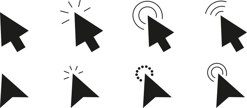 ouse Click icon set pointer arrow icon cursor Mouse Cursor Icons Pack Click Pointer Interaction Vector Set