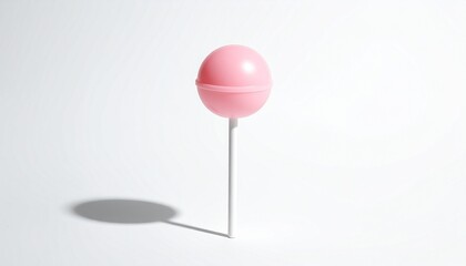 Pink Lollipop on White Background with Shadow.