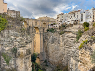 El Tajo Gorge and Puente Nuevo Bridge in the City of Ronda at Sunset, Andalusia, Spain