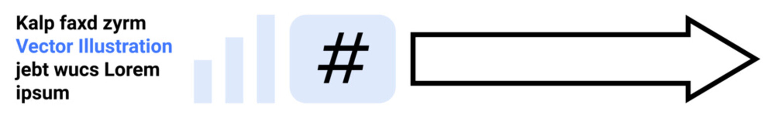 Obraz premium Horizontal arrow with metadata tag icon and vertical bars indicating data or analytics. Ideal for business, analytics, teamwork, social media, strategy, communication, simple landing page