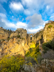 El Tajo Gorge and Puente Nuevo Bridge in the City of Ronda at Sunset, Andalusia, Spain