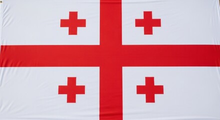 Obraz premium Georgian national flag featuring a large red cross and four smaller crosses