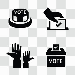 Silhouette Voting and Election Process Icons Vector Set
