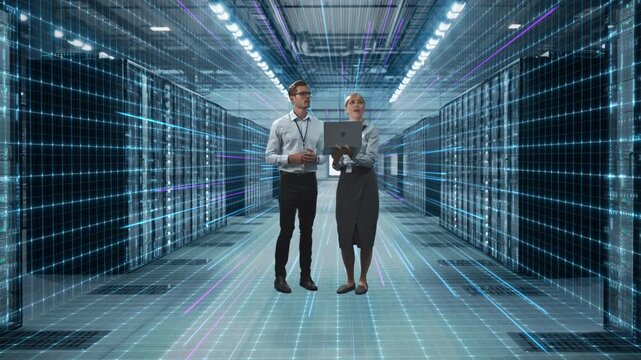 IT Analyst and Engineer Work at data center, work, Using a Laptop to Validate Server Activation, Map Network Links, Monitor Facility Status, Digital Grid Overlays Visualize Data Flow, Cyber Security 