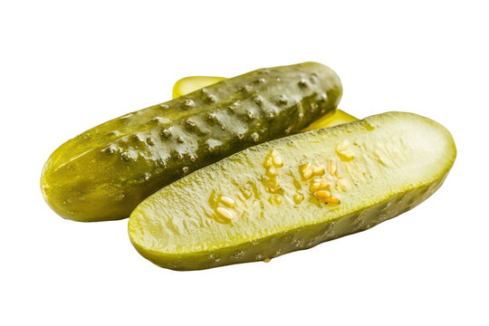 sour pickled cucumbers isolated on white or transparent png