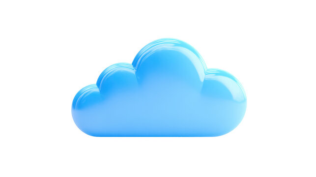 illustration: 3d blue online cloud computing icon symbol isolated on white or transparent png