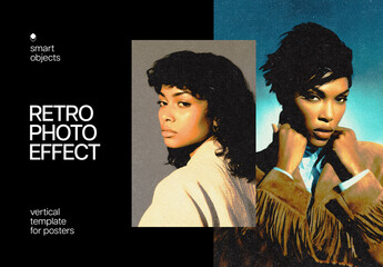 Retro Poster Photo Effect Mockup