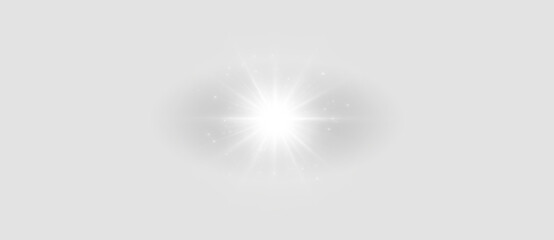 Abstract white star explosion with glowing light rays and cosmic sparkle energy vector artwork on transparent background

