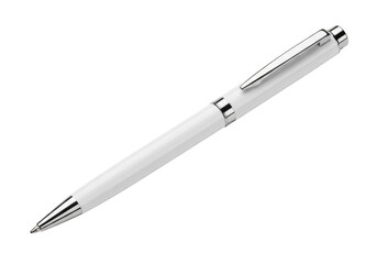Elegant white ballpoint pen isolated on transparent background
