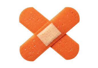 Crossed orange bandages isolated on transparent background