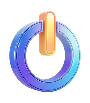 3D icon of a colorful power button on a transparent background