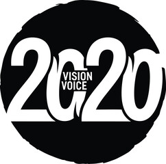 Vector Illustration of 2020 Vision Voice Logo - Black Circle White Text