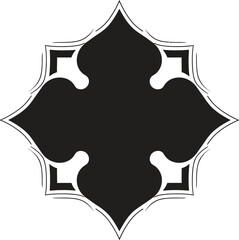 Vector Illustration of Black quatrefoil decorative element on white background