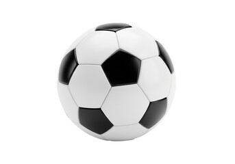 Classic black and white soccer ball isolated on transparent background
