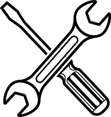 Vector Illustration of Crossed wrenches icon, repair and maintenance symbol