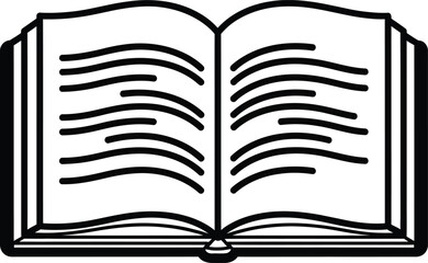 Vector Illustration of Open book with blank pages illustration, simple line art design