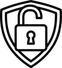 Vector Illustration of Shield with lock icon symbolizing security and protection