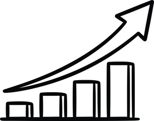 Vector Illustration of Graph showing upward trend with arrow and bars