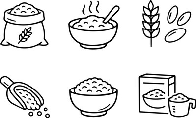Cereal and Grain Food Icons. Vector