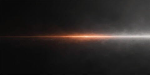 Distant glowing horizon line shimmering across dark space with cinematic futuristic lighting © HooD